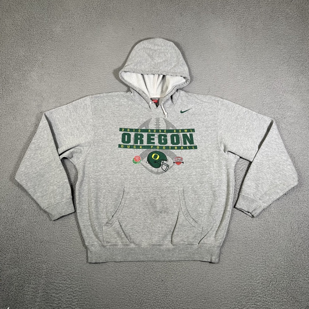 Oregon Ducks Football Hoodie Mens Large Gray Nike Pullover Sweatshirt Rosebowl - Picture 2 of 14
